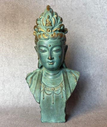 Guanyin Buste 29.5 cm / 2.4 kg - Brons - China (Zonder, Antiek en Kunst