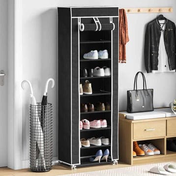 vidaXL Schoenenkast met hoes 57x29x162 stof zwart, Maison & Meubles, Armoires | Armoires à chaussures, Verzenden