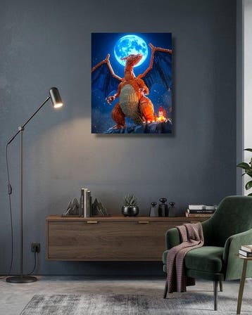 Makayhos - [Canvas] Charizard Eclipse – Lunar Dominion, Nieuw