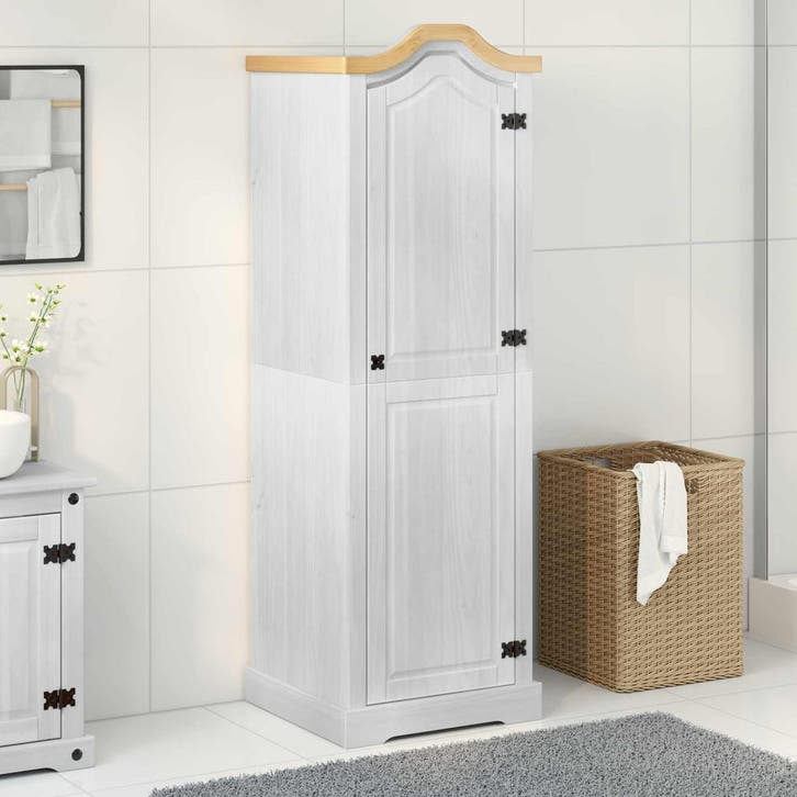 vidaXL Kasten met plank Wit 55 x 52 x 170 cm Massief, Huis en Inrichting, Kasten | Kleerkasten, Nieuw, Verzenden