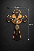 Art Deco Crucifix - Hout, Legering - 1950-1960 - Grote
