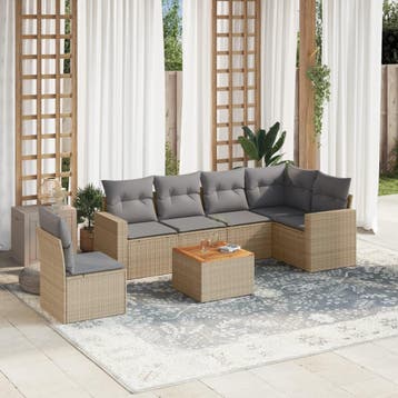 vidaXL Patio Sofa Set 6-zits Beige mix en grijs, Verzenden, Nieuw