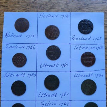 Nederland, Provinciale munten Duit 1682/1789, 15 stuks