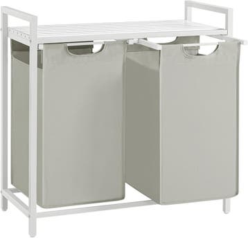 Wasmand - 92 liter (2x 46liter) wit met lichtgrijs -, Verzenden, Nieuw
