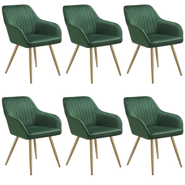 tectake Eetkamerstoel Marilyn, fluweeloptiek, doorgestikt -, Huis en Inrichting, Stoelen, Verzenden