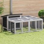 vidaXL Konijnenhok 144x123x67,5 cm massief grenenhout grijs, Verzenden, Nieuw