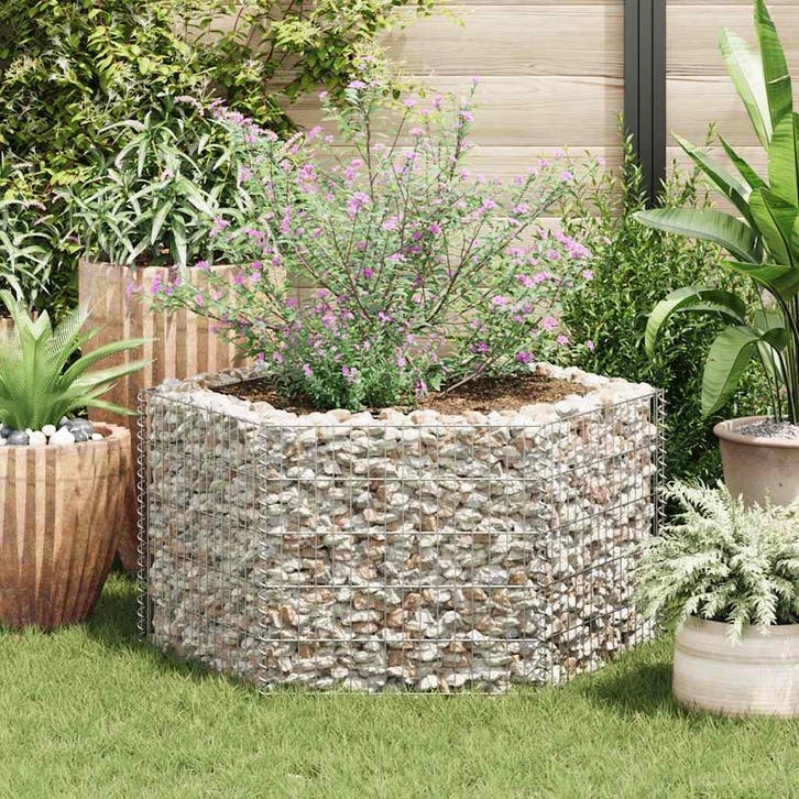 vidaXL Gabion plantenbak verhoogd zeshoekig 100x90x50 cm, Tuin en Terras, Bloempotten, Nieuw, Verzenden