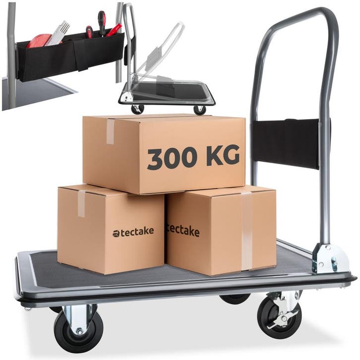 Platformwagen met remmen - zwart, 300 kg, Doe-het-zelf en Bouw, Gereedschap | Handgereedschap, Verzenden