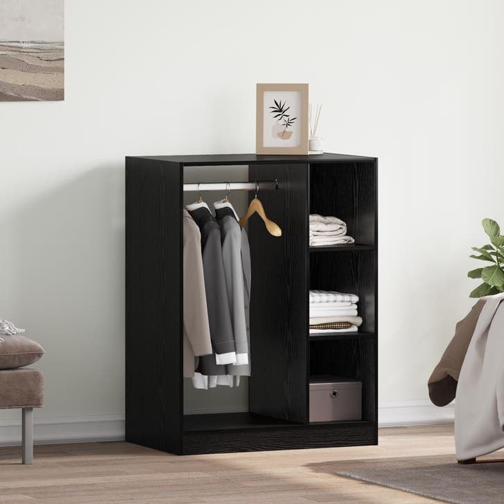 vidaXL Kledingkast met plank met opslag Zwart Eiken 77 x 48, Huis en Inrichting, Kasten | Kleerkasten, Nieuw, Verzenden