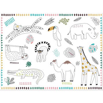 Jungle Dieren Placemats Kleurplaat Zoo Party 6st, Verzenden, Nieuw