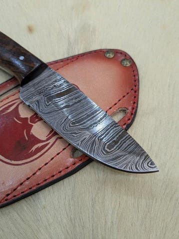 Damascus Steel Artisan Knife with Dark Wood Handle 221 -