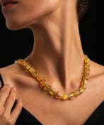 Barnsteen - Unique Baltic Amber Necklace – Geometric Cognac