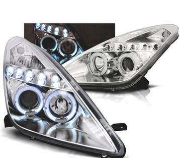 PHARES POUR TOYOTA CELICA T23 99-05 LED ANGEL EYES CHROMÉ, Verzenden