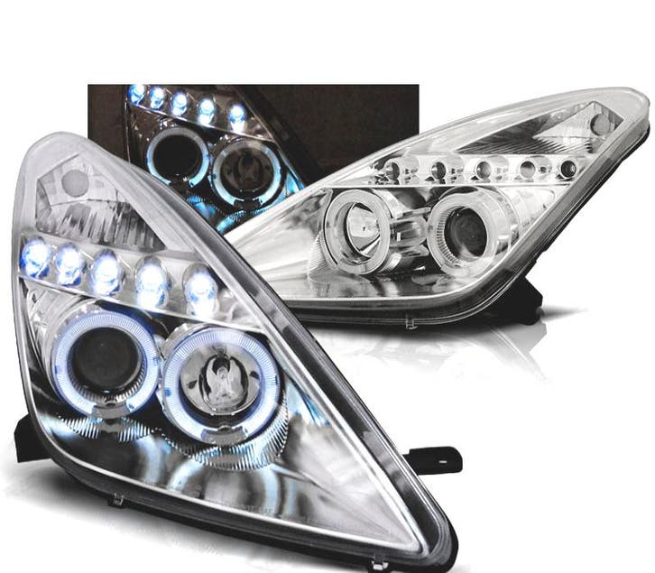 PHARES POUR TOYOTA CELICA T23 99-05 LED ANGEL EYES CHROMÉ, Autos : Pièces & Accessoires, Éclairage, Envoi