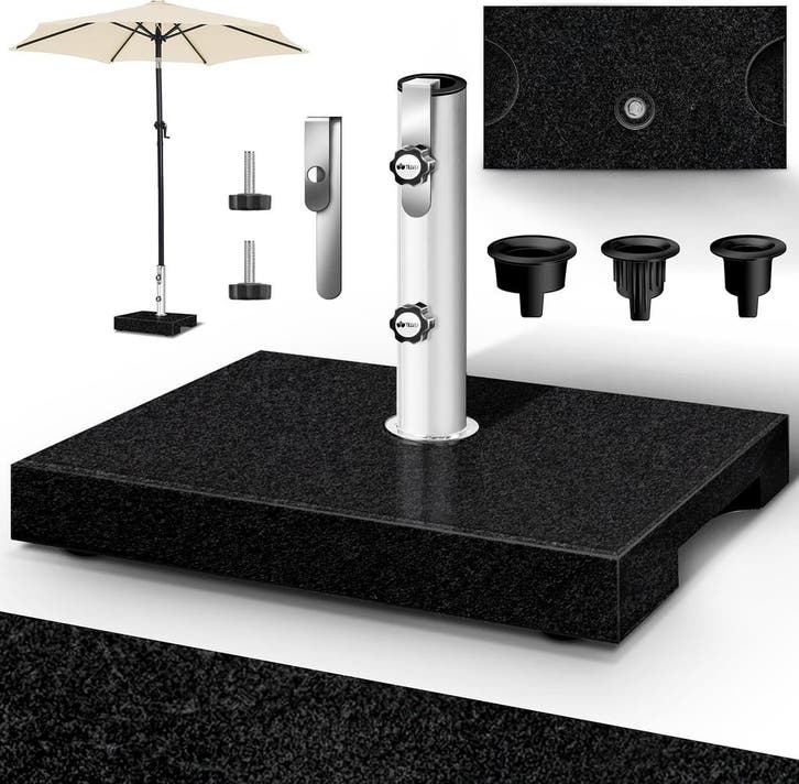 tillvex® Granieten parasolstandaard met draaggreep, 25 kg, r, Huis en Inrichting, Woonaccessoires | Overige, Nieuw, Verzenden