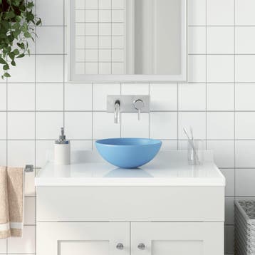 vidaXL Wastafel rond keramiek lichtblauw, Verzenden, Nieuw
