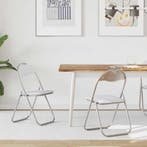 vidaXL Inklapbare stoel 2 pcs Wit en Grijs 48 x 43,5 x 81 cm, Huis en Inrichting, Stoelen, Verzenden, Nieuw