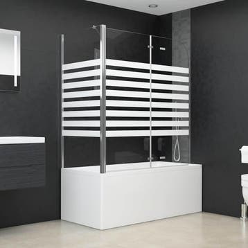 vidaXL Badwand gestreept 120x68x130 cm gehard glas, Doe-het-zelf en Bouw, Verzenden, Nieuw