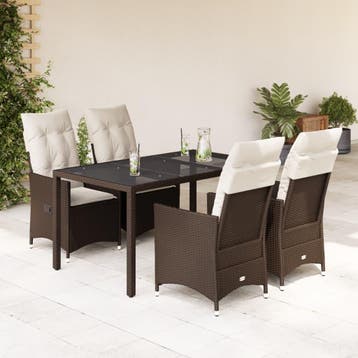 vidaXL 5-delige Tuinset met kussens poly rattan bruin, Verzenden, Nieuw, Tuinset