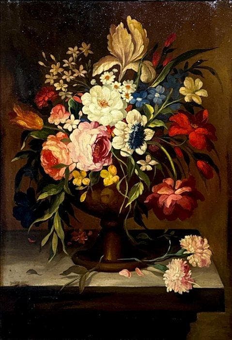 École Européene (XX) - Bouquet Baroque, Antiquités & Art, Art | Peinture | Classique