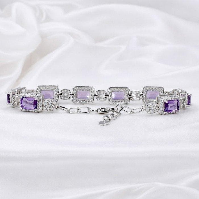 Zonder minimumprijs - Armband Verguld Amethist - Topaas -, Handtassen en Accessoires, Armbanden