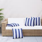 vidaXL Sierkussens 4 st gestreept 60x60 cm stof blauw en wit, Huis en Inrichting, Woonaccessoires | Kussens, Verzenden, Nieuw