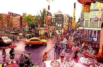 A6 lenticular postcard 3d Damstraat, Amsterdam, Divers, Ophalen of Verzenden