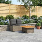 vidaXL 2 Stuk Tuin middelste sofa met opklaptafel poly, Verzenden, Nieuw