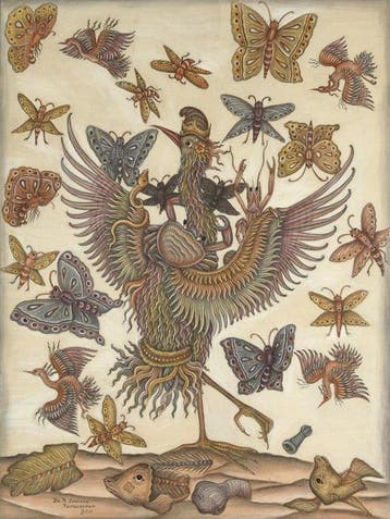 Balinese legende: vogel met krab (Pengosekan-school) -