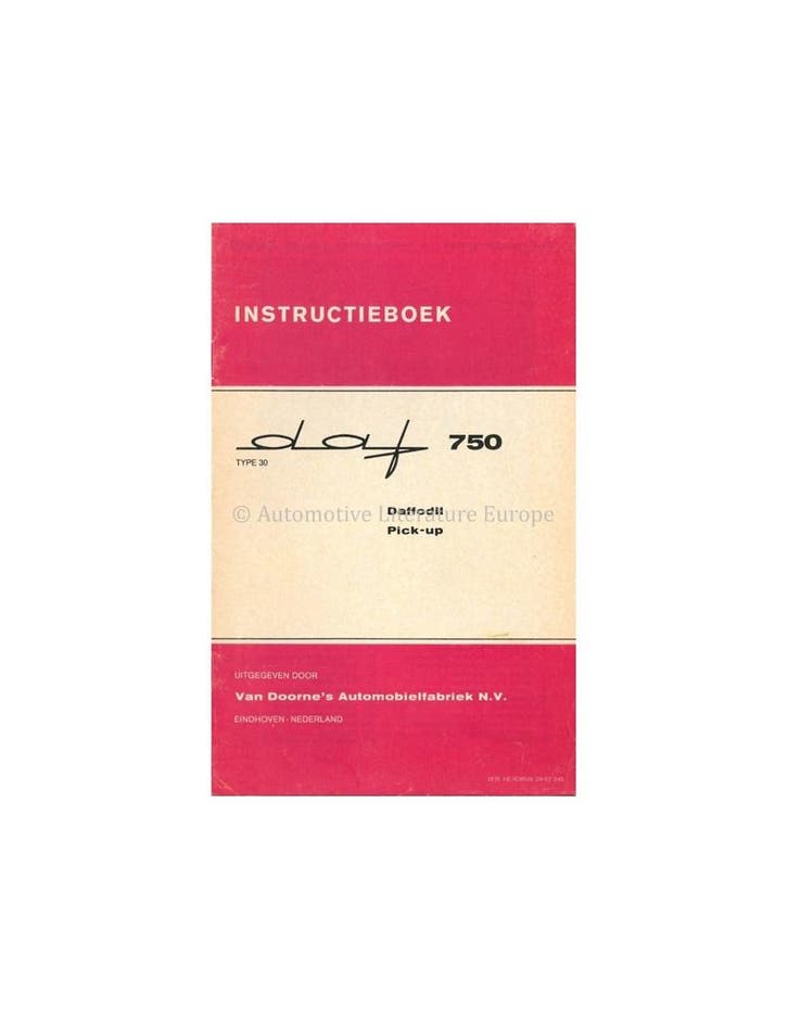 1961 DAF 750 INSTRUCTIEBOEKJE NEDERLANDS, Auto diversen, Handleidingen en Instructieboekjes, Ophalen of Verzenden