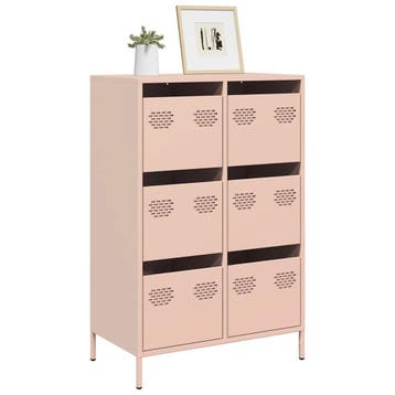 vidaXL Hoge kast 68x39x101,5 cm staal roze, Verzenden, Nieuw