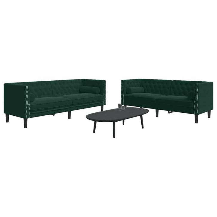 vidaXL 2-delige Loungeset Chesterfield en bolsters fluweel, Maison & Meubles, Canapés | Salons, Envoi