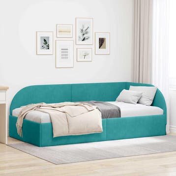 vidaXL Hoek Bed Frame met hoofdeinde Turquoise 100 cm x 200, Verzenden, Nieuw