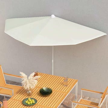 vidaXL Parasol half met paal 180x90 cm zandkleurig, Tuin en Terras, Verzenden, Nieuw