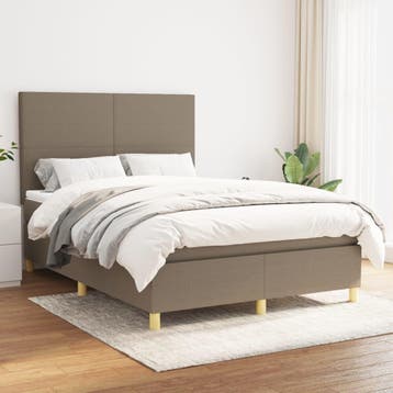 vidaXL Boxspring met matras stof taupe 140x200 cm, Verzenden
