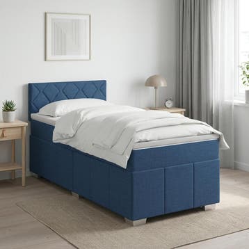vidaXL Boxspringbed met matras met hoofdeinde Blauw 90 x 200, Verzenden