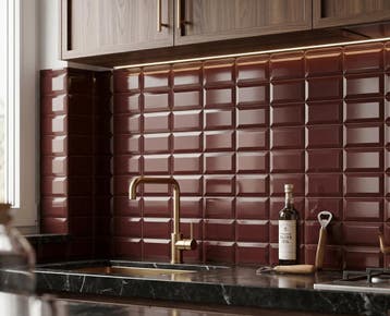 Wandtegel Metro 3D La Cueva Porto Rood Glans 7,5x15, Nieuw, Minder dan 20 cm, 10 m² of meer, Wandtegels