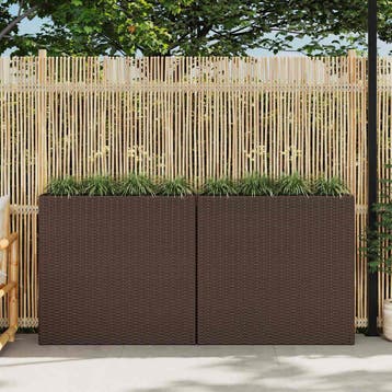 vidaXL Plantenbak verhoogd met 4 potten 2 st poly rattan, Jardin & Terrasse, Verzenden