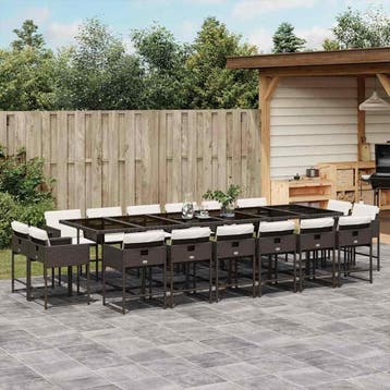 vidaXL 17-delige Tuinset met kussens poly rattan bruin, Verzenden, Nieuw, Tuinset
