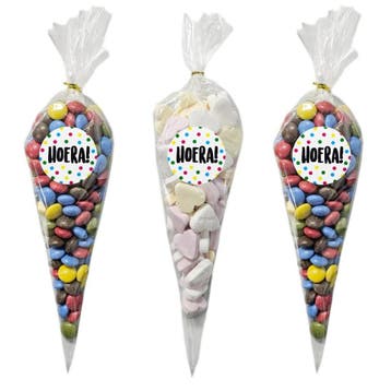 Fako Bijoux - 50x Cellofaan Puntzakken 30x16cm + 60 Stickers, Diversen, Cadeauverpakkingen, Verzenden, Nieuw