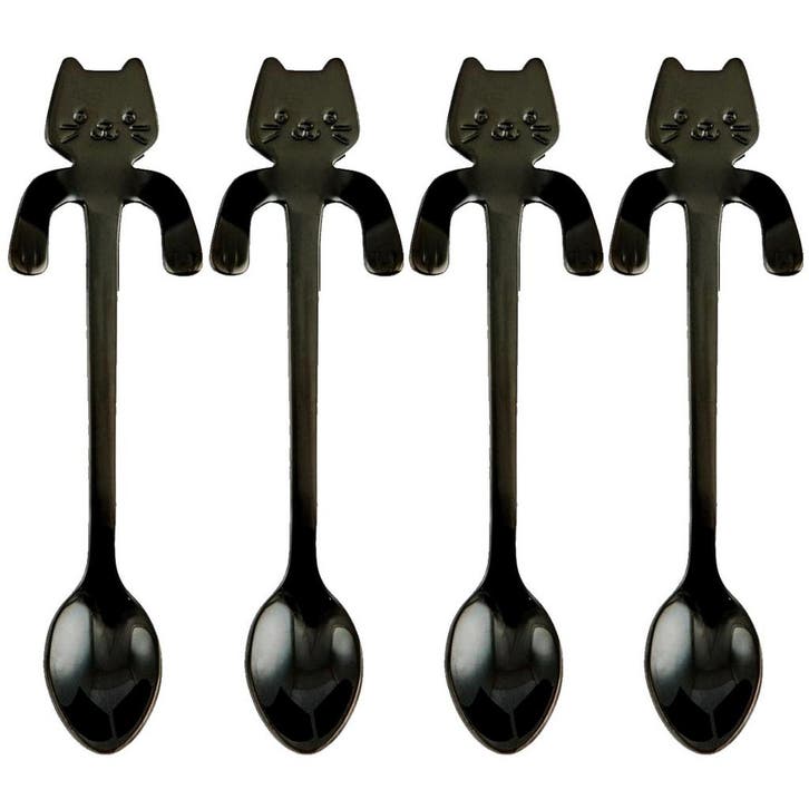 Fako Bijoux - Theelepel / Koffielepel Hangende Kat - Zwart -, Huis en Inrichting, Keuken | Bestek, Verzenden