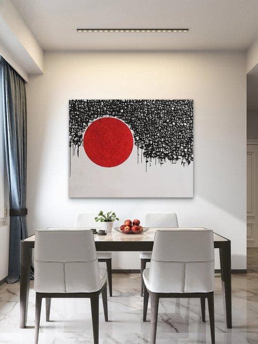 Pietro Fight - SOLE ROSSO, Antiquités & Art, Art | Peinture | Moderne