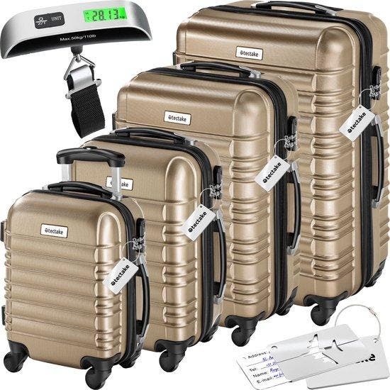 2dekans | tectake® - 4-delige kofferset met harde schaal -, Musique & Instruments, Boîtiers & Valises, Enlèvement ou Envoi