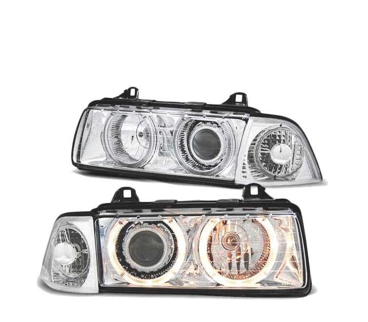 Phares Pour Bmw E36 90-99 Angel Eyes Chromé, Auto-onderdelen, Verlichting, Verzenden