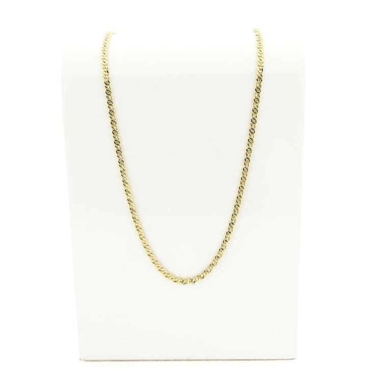 Gouden fantasieschakel ketting; Heren, Handtassen en Accessoires, Kettingen, Goud, Gebruikt, Goud, Ophalen of Verzenden