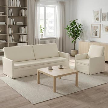 vidaXL bank / zetelstel 2 pcs Crèmekleurig Corduroy stof, Verzenden, Nieuw