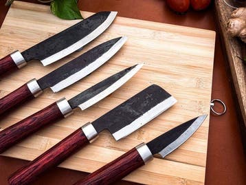 Keukenmes - Kitchen knife set - 722 - Staal, Hout,