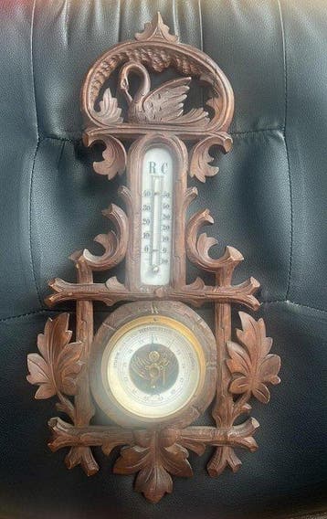 Aneroid barometer - Bois, Laiton, Verre - Baromètre de la