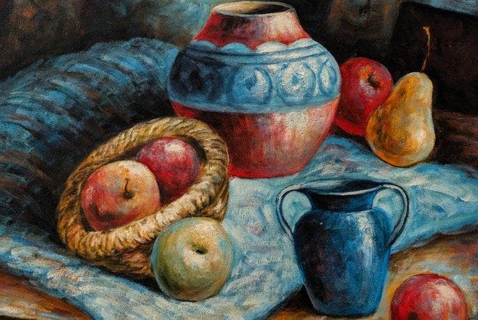 French School (XX) - Still life with fruit, Antiek en Kunst, Kunst | Schilderijen | Klassiek