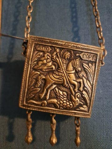 Zeldzame Orthodoxe Reliekhouder / Schuifdoos-Hanger - Sint, Antiek en Kunst